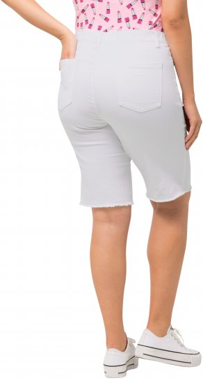 Ulla Popken Frayed Hemline Elastic Waistband Bermuda Shorts Snow White - Jeans & Bukser i Store Størrelser – Plus Size - Jeans og bukser, EU 42-70