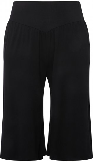 Ulla Popken Wide Leg Flared Bermuda Shorts Black - Jeans & Bukser i Store Størrelser – Plus Size - 