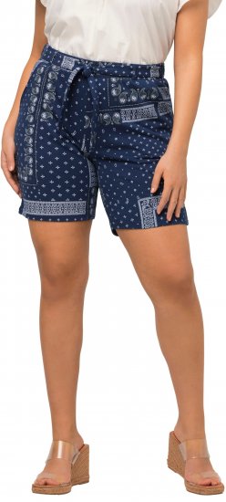 Ulla Popken Paisley Pull On Shorts Blue - Jeans & Bukser i Store Størrelser – Plus Size - Jeans og bukser, EU 42-70