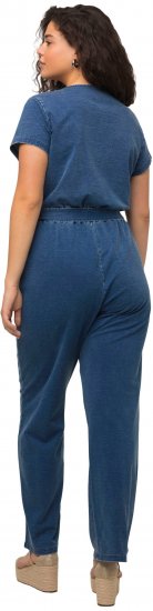 Ulla Popken Wrap Look Short Sleeve Denim Jumpsuit Blue - Jeans & Bukser i Store Størrelser – Plus Size - Jeans og bukser, EU 42-70