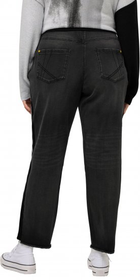 Ulla Popken Side Stripe Stretch Fit Boyfriend Jeans Black - Jeans & Bukser i Store Størrelser – Plus Size - 