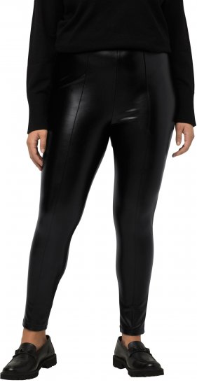 Ulla Popken Faux Leather Leggings Black - Jeans & Bukser i Store Størrelser – Plus Size - Jeans og bukser, EU 42-70