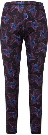 Ulla Popken Geometric Wave Quick Drying Ski Leggings Black - Jeans & Bukser i Store Størrelser – Plus Size - Jeans og bukser, EU 42-70