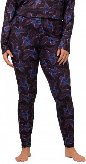 Ulla Popken Geometric Wave Quick Drying Ski Leggings Black - Jeans & Bukser i Store Størrelser – Plus Size - Jeans og bukser, EU 42-70
