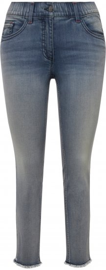 Ulla Popken Fringed Hem Stretch Fit Jeans Blue Denim - Jeans & Bukser i Store Størrelser – Plus Size - 