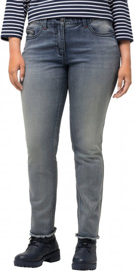 Ulla Popken Fringed Hem Stretch Fit Jeans Blue Denim - Jeans & Bukser i Store Størrelser – Plus Size - 