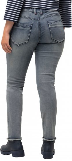 Ulla Popken Fringed Hem Stretch Fit Jeans Blue Denim - Jeans & Bukser i Store Størrelser – Plus Size - 