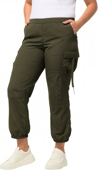 Ulla Popken Elastic Waist Cargo Pants Olives Grey - Jeans & Bukser i Store Størrelser – Plus Size - 