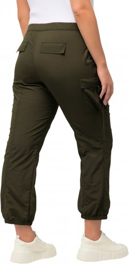 Ulla Popken Elastic Waist Cargo Pants Olives Grey - Jeans & Bukser i Store Størrelser – Plus Size - 