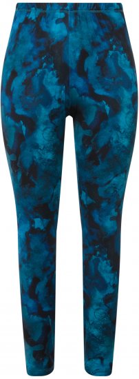 Ulla Popken Ink Print Functional Ski Leggings Blue - Jeans & Bukser i Store Størrelser – Plus Size - Jeans og bukser, EU 42-70