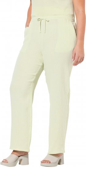 Ulla Popken Muslin Pull On Pants Green - Jeans & Bukser i Store Størrelser – Plus Size - Jeans og bukser, EU 42-70