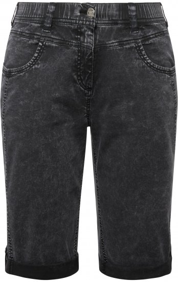Ulla Popken Denim Acid Wash Bermuda Shorts Black - Jeans & Bukser i Store Størrelser – Plus Size - 