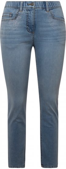 Ulla Popken Rhinestone Detail Stretch Fit Skinny Jeans Blue - Jeans & Bukser i Store Størrelser – Plus Size - 