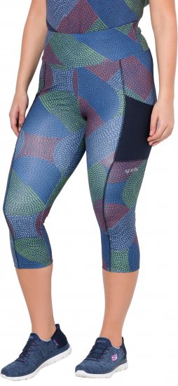 Ulla Popken Quick Dry Cropped Geometric Print Leggings Grey - Jeans & Bukser i Store Størrelser – Plus Size - Jeans og bukser, EU 42-70