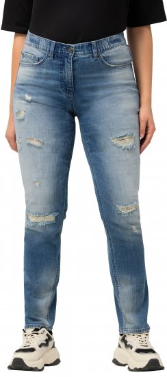 Ulla Popken Distressed Stretch Fit Sarah Jeans Blue - Jeans & Bukser i Store Størrelser – Plus Size - 
