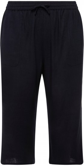 Ulla Popken Cropped Linen Blend Elastic Waist Pants Navy - Jeans & Bukser i Store Størrelser – Plus Size - Jeans og bukser, EU 42-70