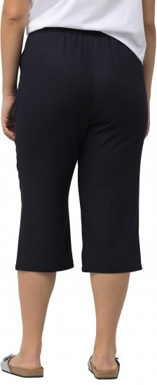 Ulla Popken Cropped Linen Blend Elastic Waist Pants Navy - Jeans & Bukser i Store Størrelser – Plus Size - Jeans og bukser, EU 42-70