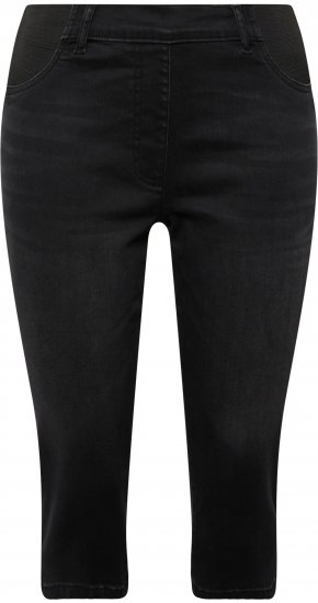 Ulla Popken Sienna Stretch Denim Capris Black - Jeans & Bukser i Store Størrelser – Plus Size - Jeans og bukser, EU 42-70