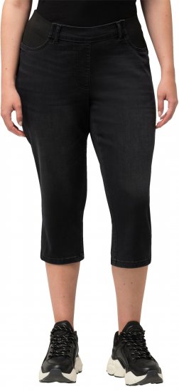 Ulla Popken Sienna Stretch Denim Capris Black - Jeans & Bukser i Store Størrelser – Plus Size - Jeans og bukser, EU 42-70