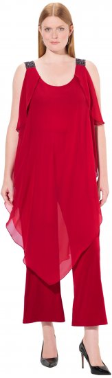 Ulla Popken Layered Chiffon Jumpsuit - Jeans & Bukser i Store Størrelser – Plus Size - Jeans og bukser, EU 42-70