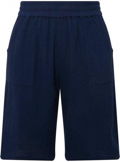 Ulla Popken Muslin Elastic Waist Wide Leg Shorts Blue - Jeans & Bukser i Store Størrelser – Plus Size - Jeans og bukser, EU 42-70