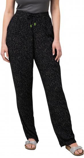Ulla Popken Speckled Crepe Pull On Pants Black - Jeans & Bukser i Store Størrelser – Plus Size - Jeans og bukser, EU 42-70