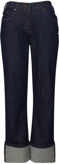 Ulla Popken Turn Up Hem Wide Leg Mary Jeans Grey Denim - Jeans & Bukser i Store Størrelser – Plus Size - 