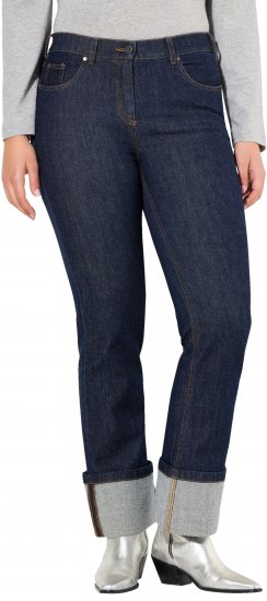 Ulla Popken Turn Up Hem Wide Leg Mary Jeans Grey Denim - Jeans & Bukser i Store Størrelser – Plus Size - 