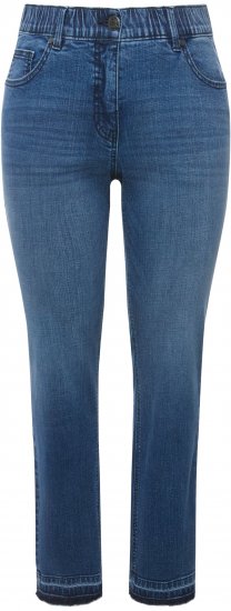 Ulla Popken Fringed Hem Stretch Fit Jeans Denim Blue - Jeans & Bukser i Store Størrelser – Plus Size - Jeans og bukser, EU 42-70