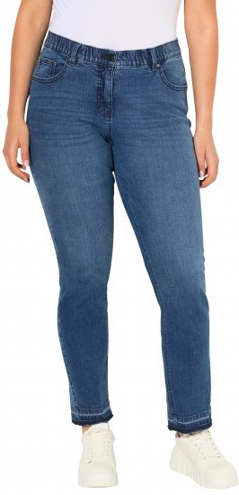 Ulla Popken Fringed Hem Stretch Fit Jeans Denim Blue - Jeans & Bukser i Store Størrelser – Plus Size - Jeans og bukser, EU 42-70