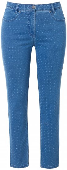 Ulla Popken Polka Dot Stretch Fit Jeans Blue Denim - Jeans & Bukser i Store Størrelser – Plus Size - Jeans og bukser, EU 42-70