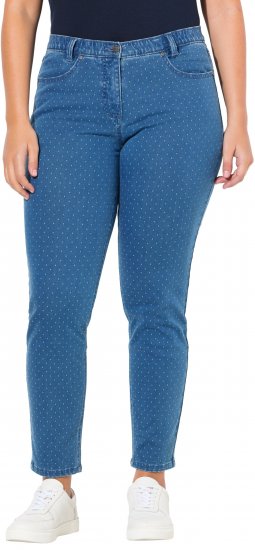 Ulla Popken Polka Dot Stretch Fit Jeans Blue Denim - Jeans & Bukser i Store Størrelser – Plus Size - Jeans og bukser, EU 42-70