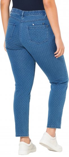Ulla Popken Polka Dot Stretch Fit Jeans Blue Denim - Jeans & Bukser i Store Størrelser – Plus Size - Jeans og bukser, EU 42-70