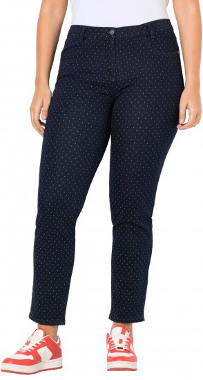 Ulla Popken Polka Dot Stretch Fit Jeans Denim Blue - Jeans & Bukser i Store Størrelser – Plus Size - Jeans og bukser, EU 42-70
