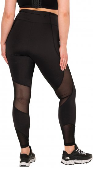 Ulla Popken Mesh Panel Leggings Black - Jeans & Bukser i Store Størrelser – Plus Size - Jeans og bukser, EU 42-70