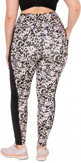 Ulla Popken Leopard Print Quick Drying Leggings Black - Jeans & Bukser i Store Størrelser – Plus Size - 