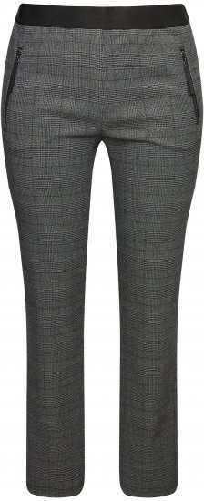 Ulla Popken Plaid Elastic Waist Tapered Leg Pants Black - Jeans & Bukser i Store Størrelser – Plus Size - Jeans og bukser, EU 42-70