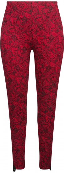 Ulla Popken Lace Print Leggings Red - Jeans & Bukser i Store Størrelser – Plus Size - Jeans og bukser, EU 42-70