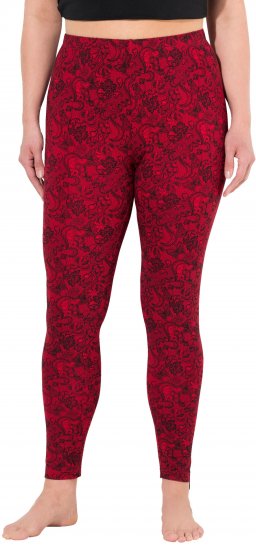 Ulla Popken Lace Print Leggings Red - Jeans & Bukser i Store Størrelser – Plus Size - Jeans og bukser, EU 42-70