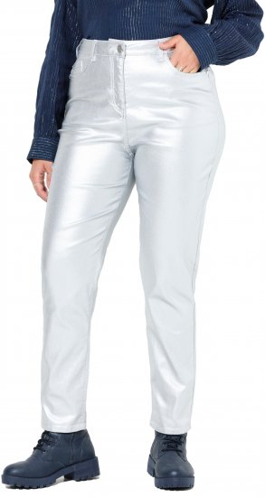 Ulla Popken Metallic Stretch Fit Mom Jeans Silver - Jeans & Bukser i Store Størrelser – Plus Size - Jeans og bukser, EU 42-70