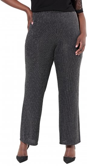 Ulla Popken Sparkling Pinstripe Elastic Waist Pants Black - Jeans & Bukser i Store Størrelser – Plus Size - Jeans og bukser, EU 42-70