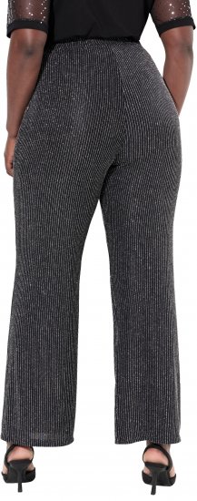 Ulla Popken Sparkling Pinstripe Elastic Waist Pants Black - Jeans & Bukser i Store Størrelser – Plus Size - Jeans og bukser, EU 42-70