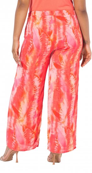 Ulla Popken Feather Batik Print Layered Chiffon Pants - Jeans & Bukser i Store Størrelser – Plus Size - Jeans og bukser, EU 42-70