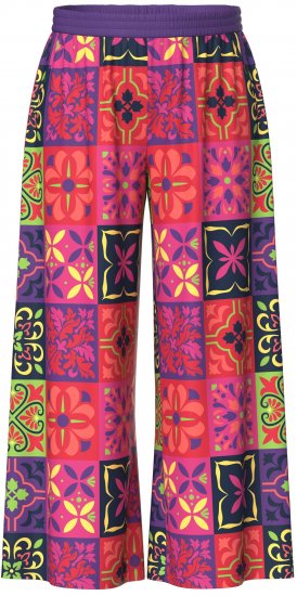 Ulla Popken Tile Print Wide Leg Palazzo Pants Purple - Jeans & Bukser i Store Størrelser – Plus Size - 