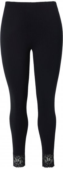 Ulla Popken Lace Trim Leggings Black - Jeans & Bukser i Store Størrelser – Plus Size - Jeans og bukser, EU 42-70