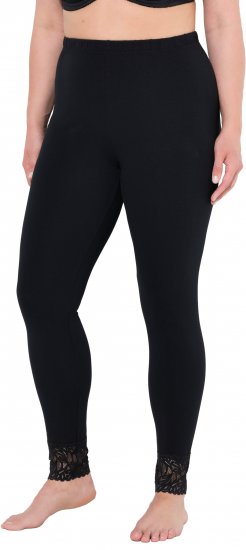 Ulla Popken Lace Trim Leggings Black - Jeans & Bukser i Store Størrelser – Plus Size - Jeans og bukser, EU 42-70