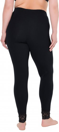 Ulla Popken Lace Trim Leggings Black - Jeans & Bukser i Store Størrelser – Plus Size - Jeans og bukser, EU 42-70