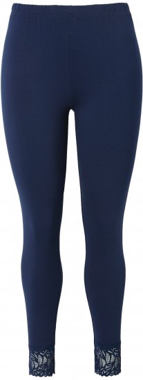 Ulla Popken Lace Trim Leggings Navy - Jeans & Bukser i Store Størrelser – Plus Size - 