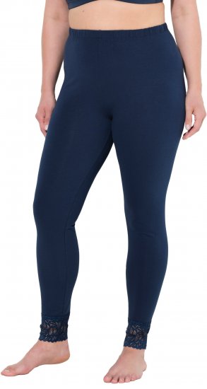 Ulla Popken Lace Trim Leggings Navy - Jeans & Bukser i Store Størrelser – Plus Size - 