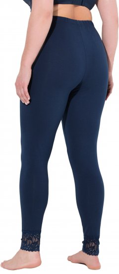 Ulla Popken Lace Trim Leggings Navy - Jeans & Bukser i Store Størrelser – Plus Size - 